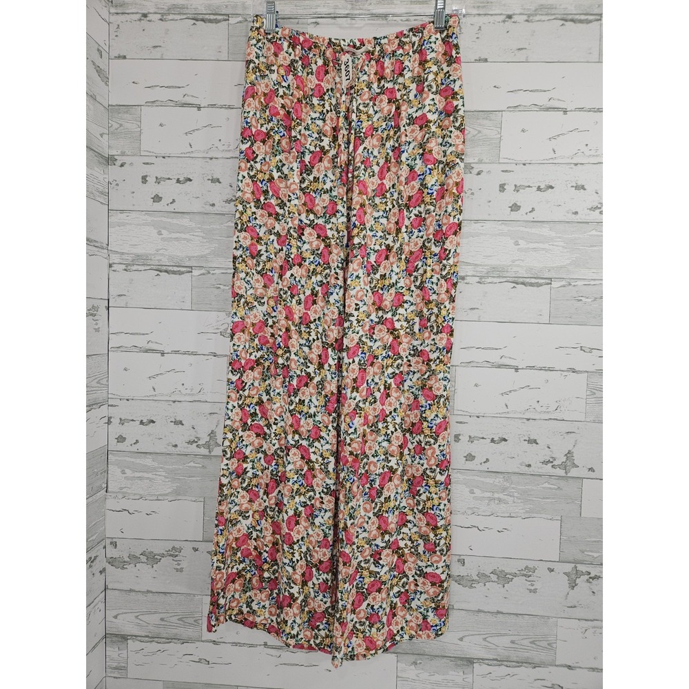 Talulah Floral Print Wide Leg Pull on Flowy Pants Women M Boho